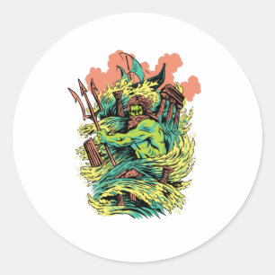 Poseidon God Mythology Greece Classic Round Sticker