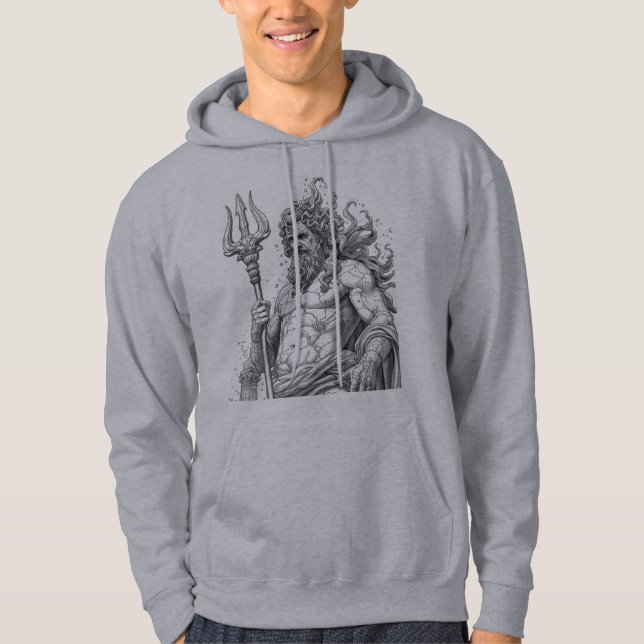 Poseidon God of the Sea Mythology Sketch Art Hoodi Hoodie (Front)