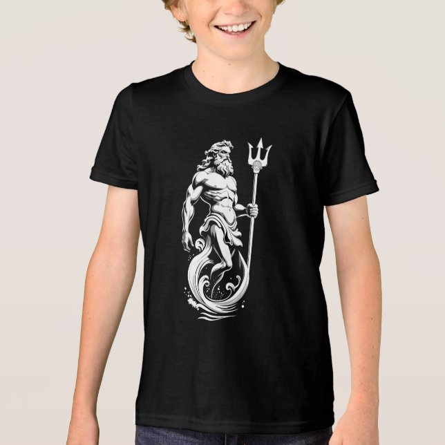 Poseidon God of the Sea Tri-Blend Shirt (Front)