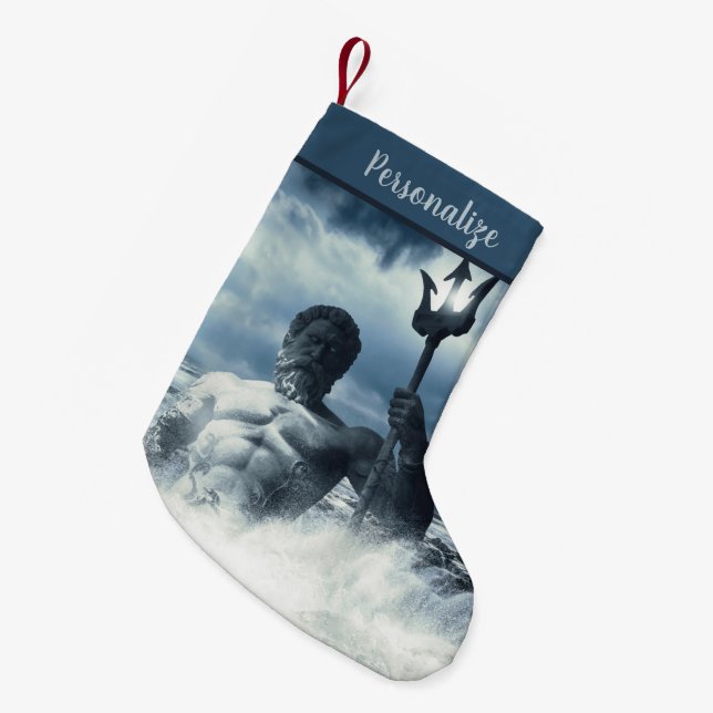 Poseidon Greek God Mythology Christmas Holiday Small Christmas Stocking (Front (Hanging))