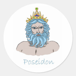 Poseidon - Greek god of the sea Classic Round Sticker