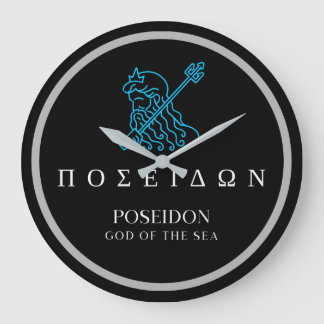 Poseidon Greek God of the Sea Trident Design Large Clock