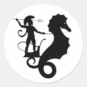 Poseidon, Greek relief design Classic Round Sticker