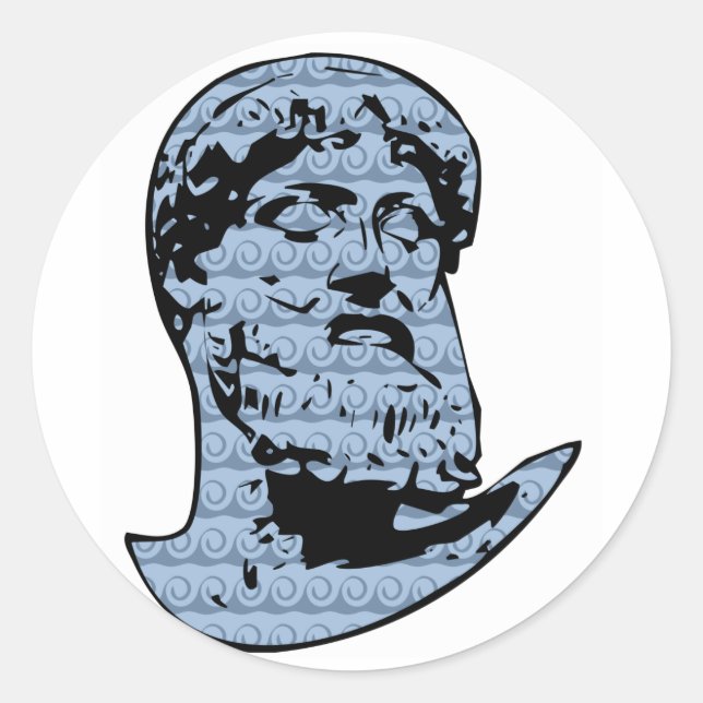 Poseidon statue classic round sticker (Front)