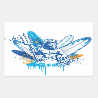 poseidon surfer rectangular sticker