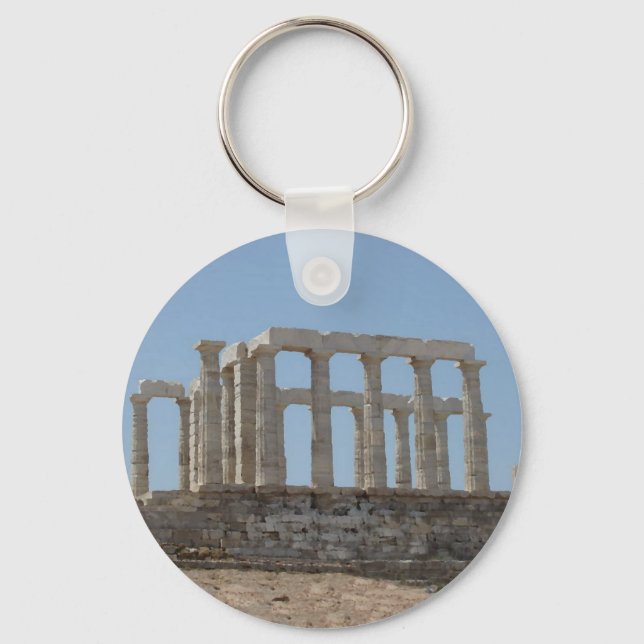 Poseidon Temple at Cape Sounian Key Ring (Front)