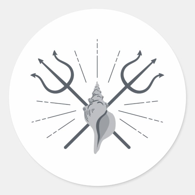 Poseidon Trident Classic Round Sticker (Front)
