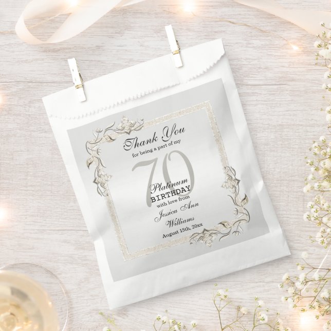 Posh 70th Platinum Birthday Favour Bags (Clipped)