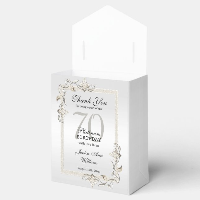 Posh 70th Platinum Birthday Favour Box (Opened)