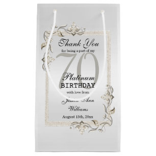 Posh 70th Platinum Birthday Small Gift Bag