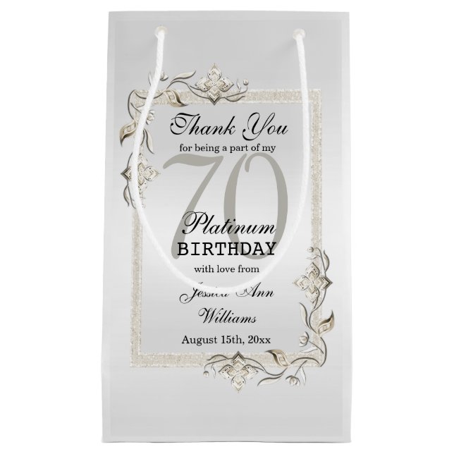 Posh 70th Platinum Birthday Small Gift Bag (Front)