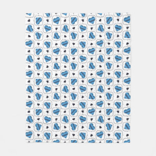 Posh Argyle Dark Blue Hearts Fleece Blanket
