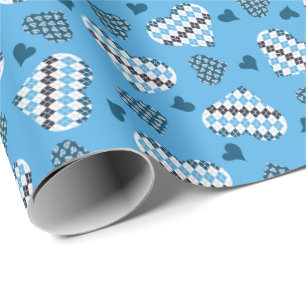 Posh Argyle Hearts  Wrapping Paper