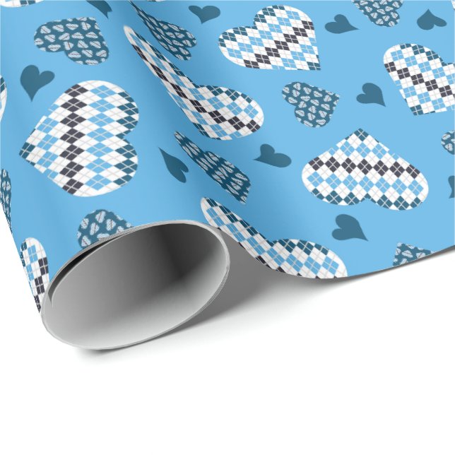 Posh Argyle Hearts  Wrapping Paper (Roll Corner)