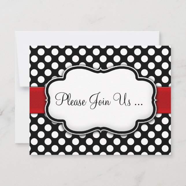 Posh Black and White Polka Dot Invitations (Front)