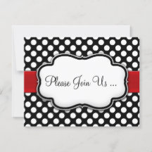 Posh Black and White Polka Dot Invitations