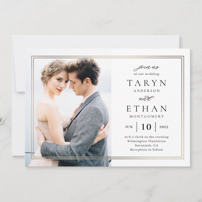 Posh Border Photo Wedding Invitation PBD (Front)