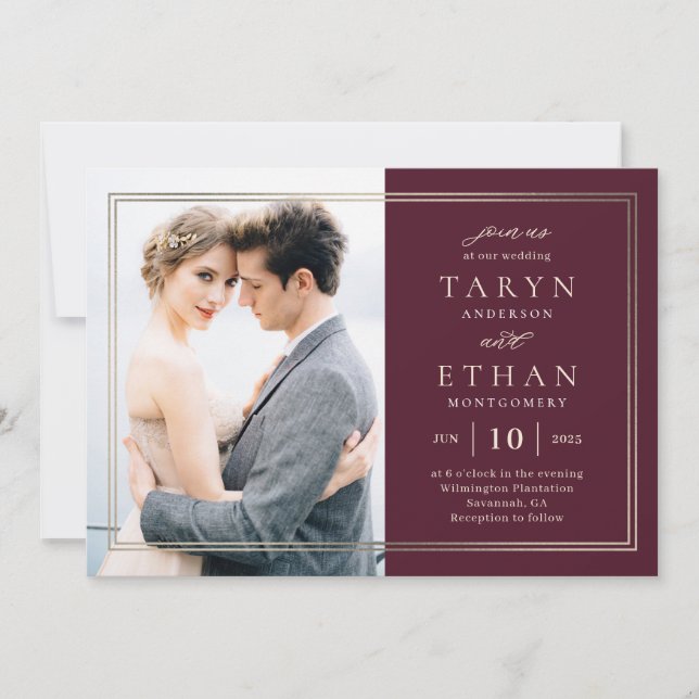 Posh Border Photo Wedding Invitation PBD (Front)