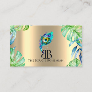 Posh Bougie Glittery Bohemian Blue Florals Tropic Business Card