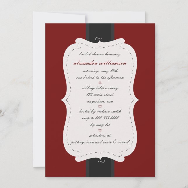 Posh Bridal Shower Invitation {Red & Black} (Front)