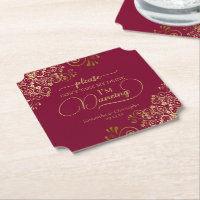 Posh Burgundy & Gold Don't Take My Drink Wedding