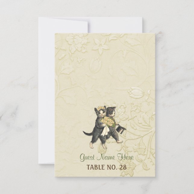Posh Cats Ivory Wedding Escort Card 2 (Front)