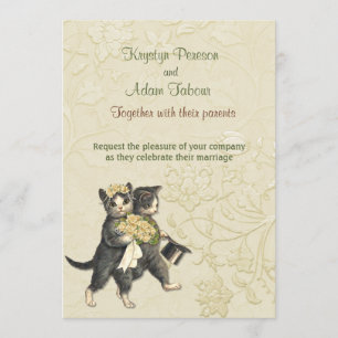 Posh Cats Ivory Wedding ver2 Invitation
