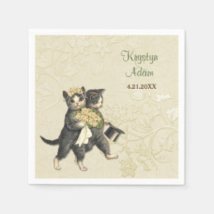Posh Cats Wedding 2 Ivory Paper Napkins