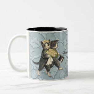 Posh Cats Wedding Blue Two-Tone Coffee Mug