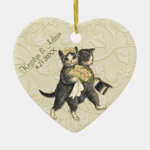 Posh Cats Wedding Ivory Ceramic Tree Decoration