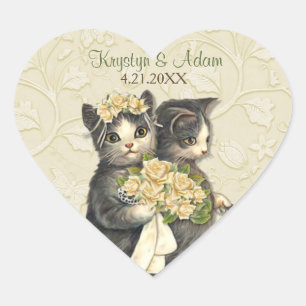 Posh Cats Wedding Ivory Heart Sticker