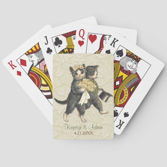 Posh Cats Wedding Ivory Playing Cards (Back)