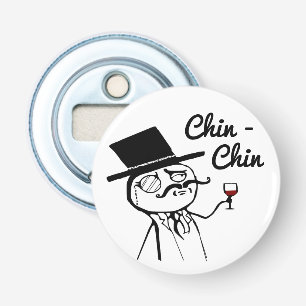 Posh Chap With Top Hat Wine Toast Chin Chin Bottle Opener