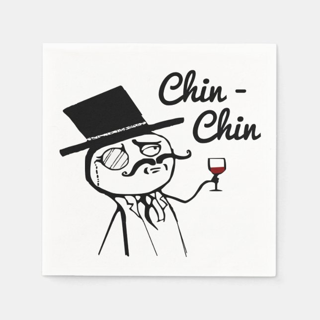 Posh Chap With Top Hat Wine Toast Chin Chin Napkin (Front)
