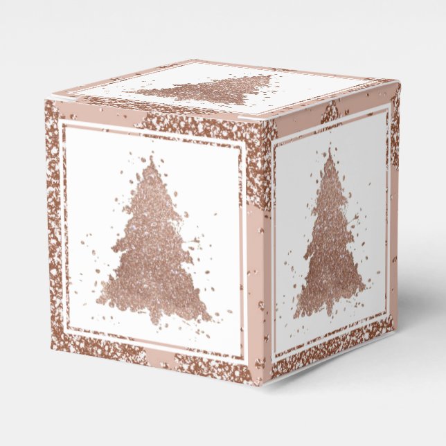 Posh Christmas Tree | Glam Rose Gold Luxurious Favour Box (Front Side)