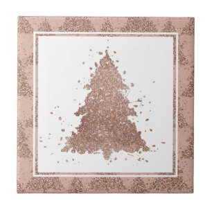 Posh Christmas Tree   Glam Rose Gold Luxurious Tile