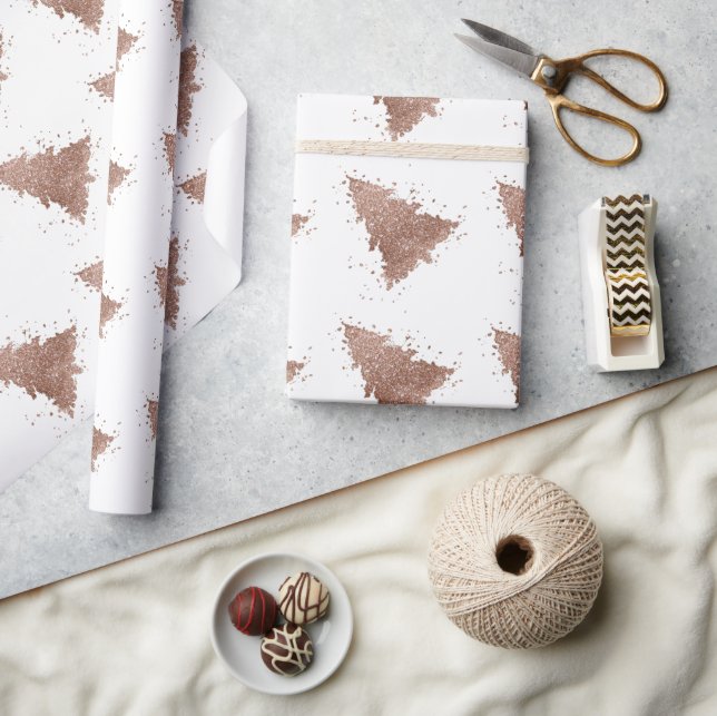 Posh Christmas Tree | Glam Rose Gold Luxurious Wrapping Paper (Crafts)
