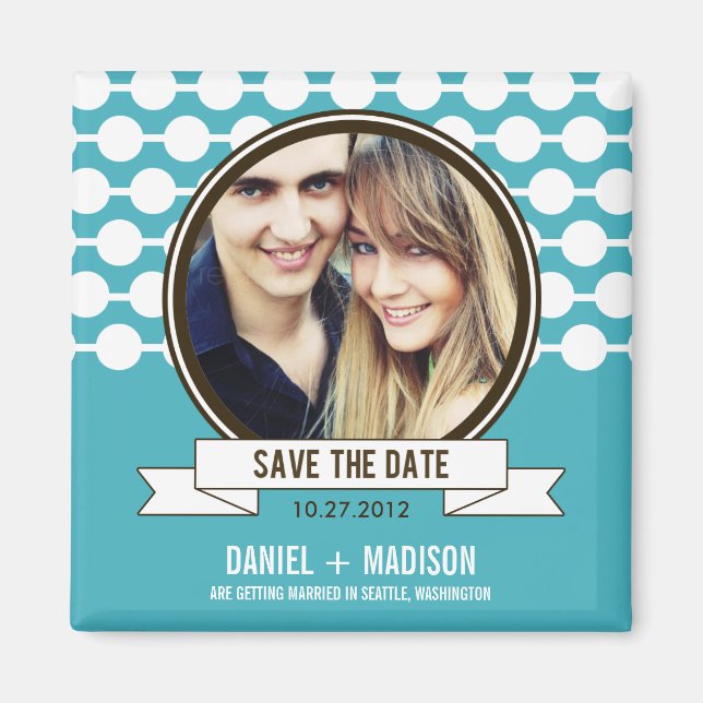 Posh Couple Save The Date Magnet - Turquoise (Front)