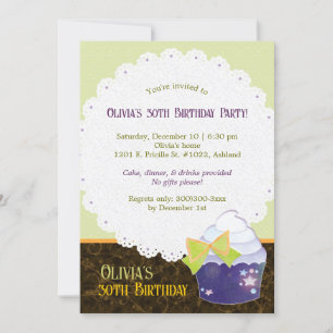Posh Cupcake 30th Birthday Party Invitation
