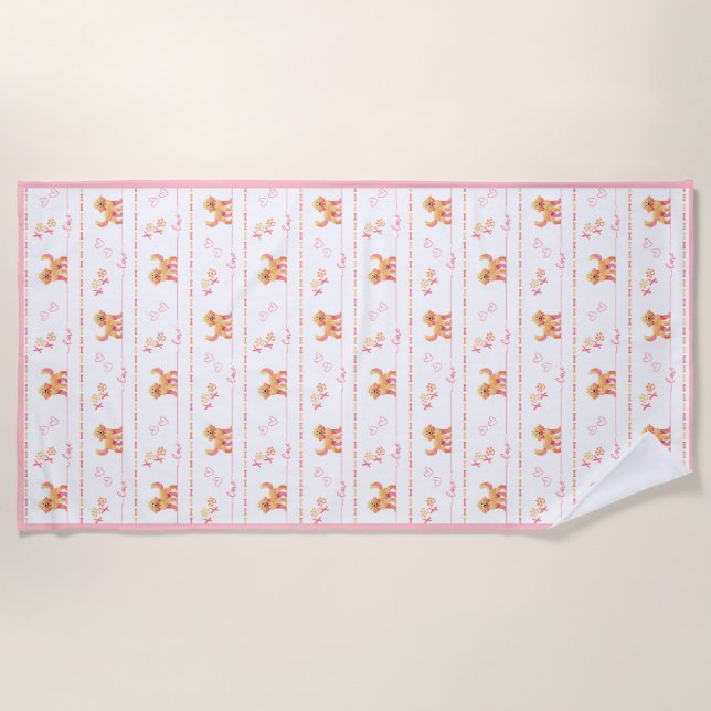 Posh Doodle Dog Love Beach Towel (Front)