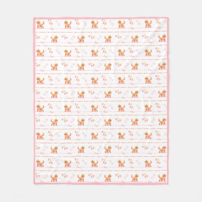 Posh Doodle Dog Love Fleece Blanket (Front)
