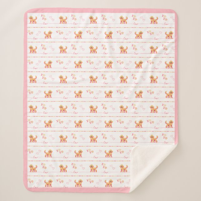 Posh Doodle Dog Love Sherpa Blanket (Front)