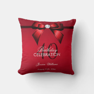Posh Gem Bow & Ribbon 40th Birthday Cushion
