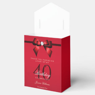 Posh Gem Bow & Ribbon 40th Birthday Favour Box