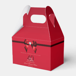 Posh Gem Bow & Ribbon 40th Wedding Anniversary Favour Box