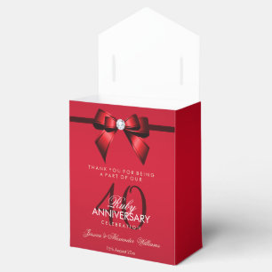 Posh Gem Bow & Ribbon 40th Wedding Anniversary Favour Box