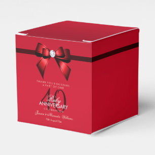 Posh Gem Bow & Ribbon 40th Wedding Anniversary Favour Box