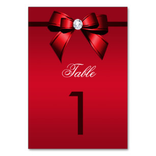 Posh Gem Bow & Ribbon 40th Wedding Anniversary Table Number