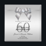 Posh Gem Bow & Ribbon 60th Wedding Anniversary Magnet<br><div class="desc">Custom 60th Wedding Anniversary party save the date magnets for couples sixtieth Anniversary events. All text, font and text colour is fully customisable to meet your requirements, if you would like help to customise your product or would like matching products, please contact me through my store and i will be...</div>