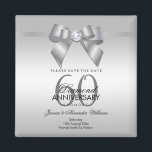 Posh Gem Bow & Ribbon 60th Wedding Anniversary Magnet<br><div class="desc">Custom 60th Wedding Anniversary party save the date magnets for couples sixtieth Anniversary events. All text, font and text colour is fully customisable to meet your requirements, if you would like help to customise your product or would like matching products, please contact me through my store and i will be...</div>